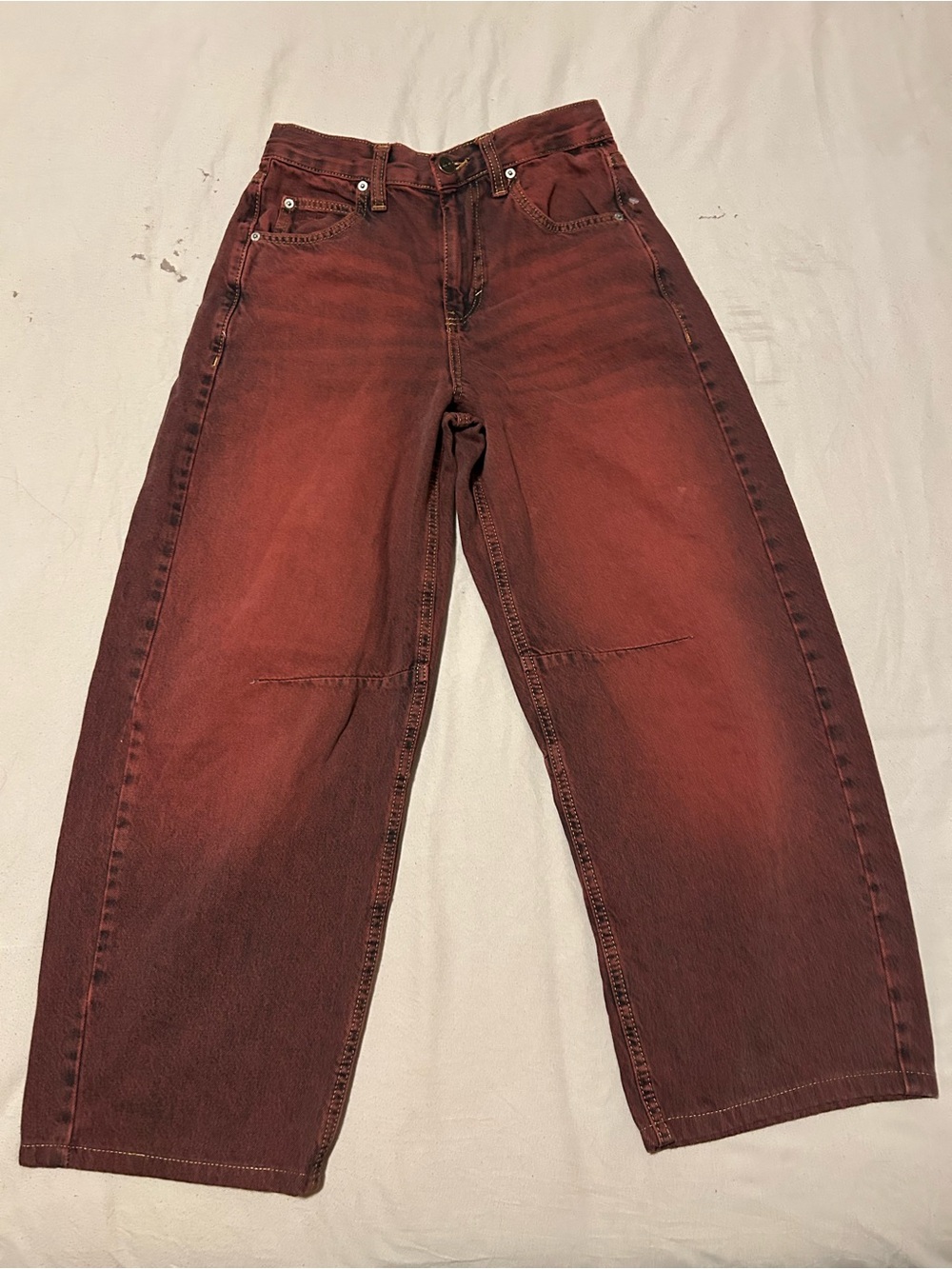 BDG Wide-Leg High-Waist Jeans in Rust Red